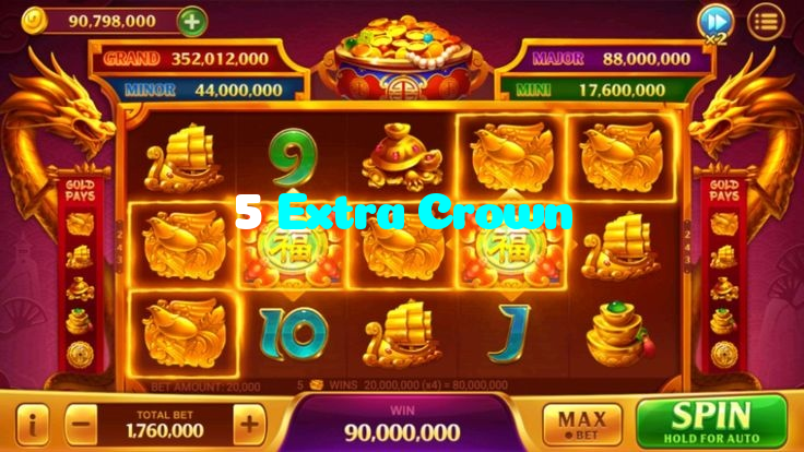5 Extra Crown casino presented on mobile device in Pakistan with slots and live games